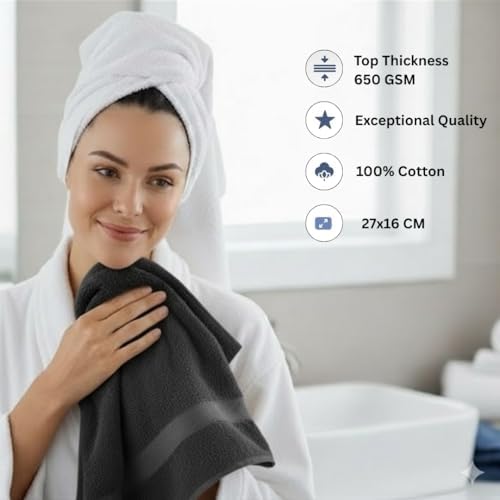 Home Kitchen & More Premium Cotton Hand Towel Set of 4 – Soft, Durable