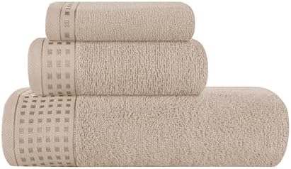GLAMBURG Ultra Soft 3 Pack Cotton Towel Set, Contains a Bath Towel
