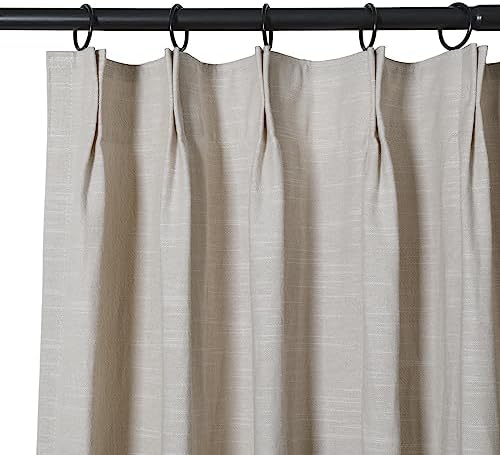 ChadMade Oatmeal Cotton Linen Curtain Light Filtering 52 x 84 Inch