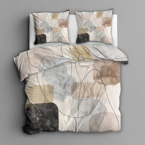 Abstract Line Art Duvet Cover Queen Size 3 Piece