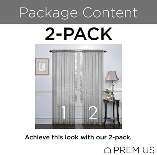 Sapphire Crystal Sheer Voile 2-Pack Rod Pocket Window Panel, Great for