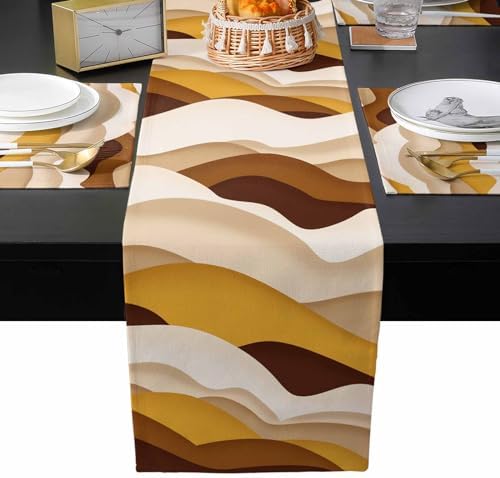 Gradient Brown Table Mats Set of 6 With Table Runner 90 Inches Long
