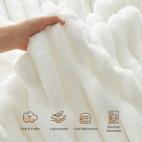 Bedsure Fleece Blankets King Size Cream&King Size Blanket for