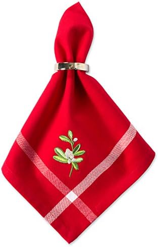 Embroidered Mistletoe 100% Cotton Oversized Napkin for Holidays