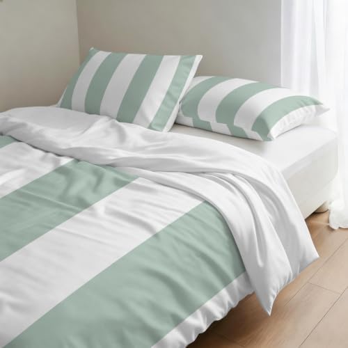 3 Pieces Duvet Cover California King Bedding Sets Modern Sage Green