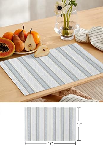 Geometric Stripes Table Mats Set of 4 With Table Runner 90 Inches
