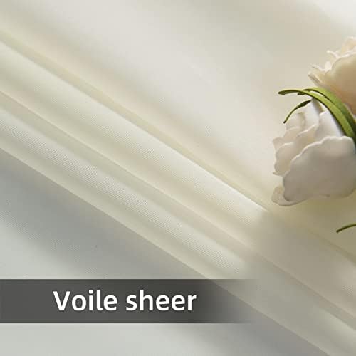 youleyar Solid Sheer Rod Pocket Curtain Voile Draperies 2 Panels White