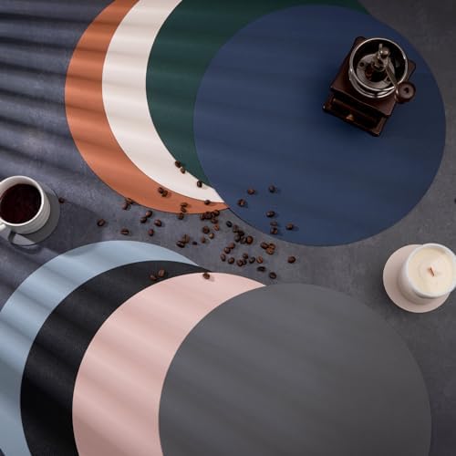 Myir JUN 15 Inches Round Placemats Set of 6 Faux Leather Place Mats