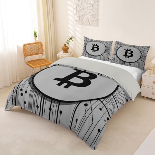 Homewish Modern Grey Duvet Cover Set Queen Size,Bedding Sets 3Pcs