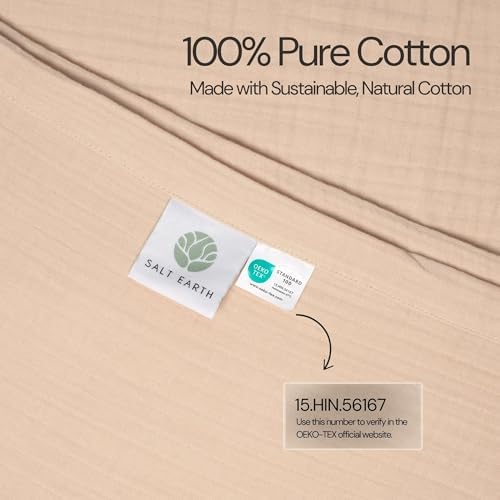 100% Cotton Gauze 50"X70" Large Throw 4 Layered Blanket- Parchment