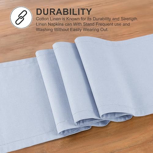 Ruvanti Cotton Linen Table Runner 72"x14" Classic Hemstitched - Arctic