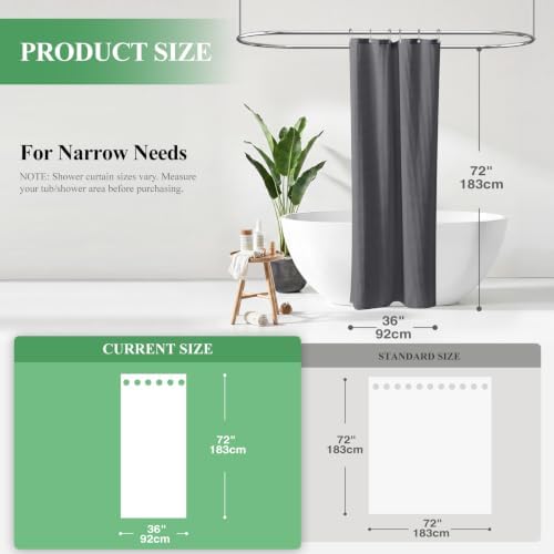 Dynamene Stall Waffle Shower Curtain Cotton Fabric 36x72 Charcoal Gray