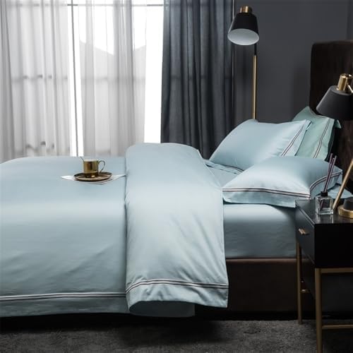 Luxury Embroidered Duvet Cover Set 4 Piece Nordic Solid Color Soft