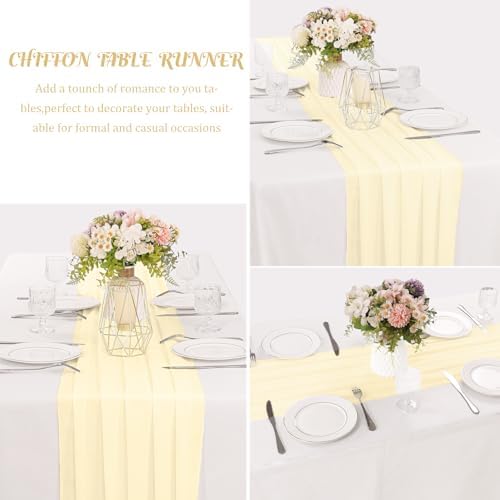 6 Pack 10Ft Beige Chiffon Table Runner 29x120 Inches Sheer Fabric