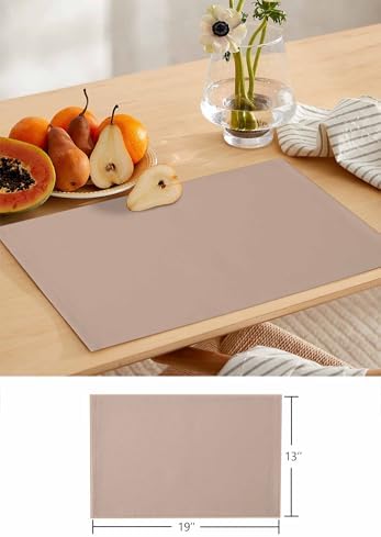 Warm Beige Table Runner and Placemats for Dining Tables, Burlap Coffee