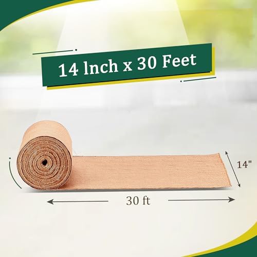 Burlap Table Runners 14 Inches x 30 FT - No-Fray Finished Edge Premium