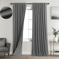KOUFALL Charocal Dark Grey Linen Blackout Curtains for Bedroom Living
