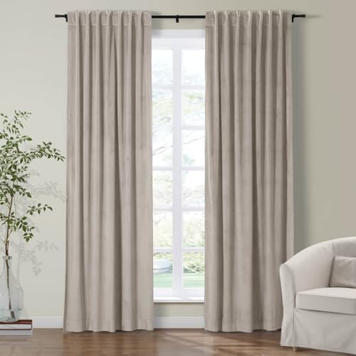 Drapifytex Extra Long 120 Inches Back Tab Gray Beige by 52 Inches Wide
