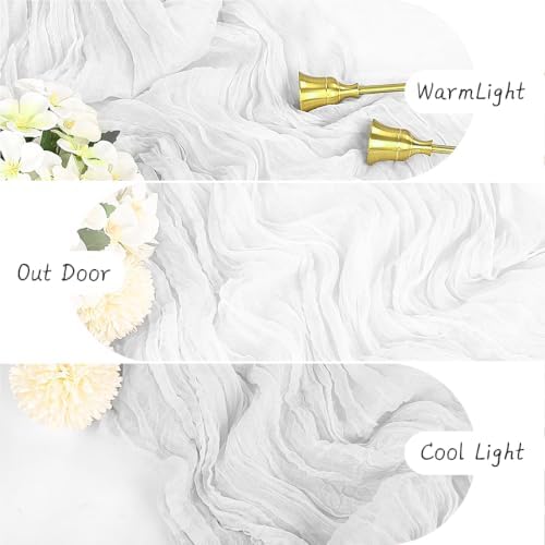 Ivory White Cheesecloth Table Runner 120inches for Party Home Decor