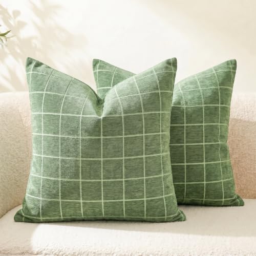 Neelvin Set of 2 Chenille Throw Pillow Covers 18x18inch Modern Large
