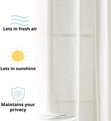 HLC.ME Sierra Burlap Flax Linen Semi Sheer Privacy Light Filtering
