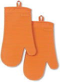 KITCHENAID Ribbed Soft Silicone Oven Mitt 2-Pack Set, 7.5"x13", Honey