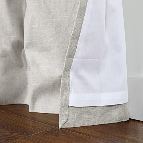 TWOPAGES Natural Cotton Linen Curtains 120 Inches Long Pinch Pleat