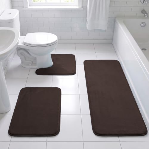 H.VERSAILTEX Bath Mat Memory Foam Set Bathroom Rug Set Flannel Velvety