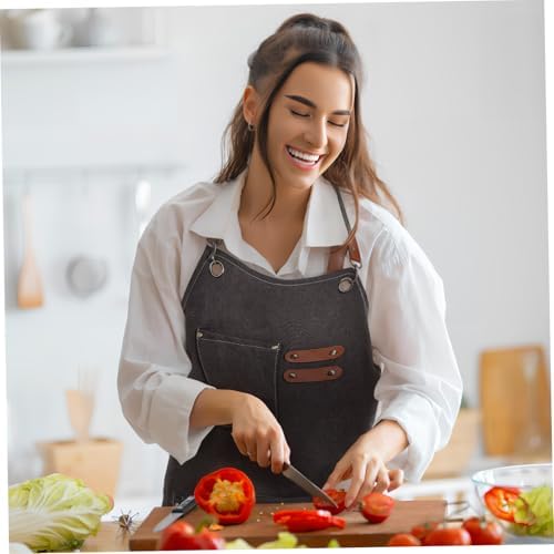 Canvas Apron with Pockets Stylish Chef Apron for Cooking Gardening
