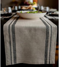 Solino Home 100% Pure Linen Table Runner, 14 x 90 in, Black, French