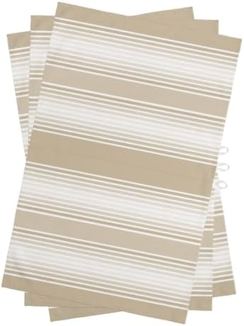 Beige Striped Kitchen Towels Set of 3, Ultra Absorbent Dish Towels