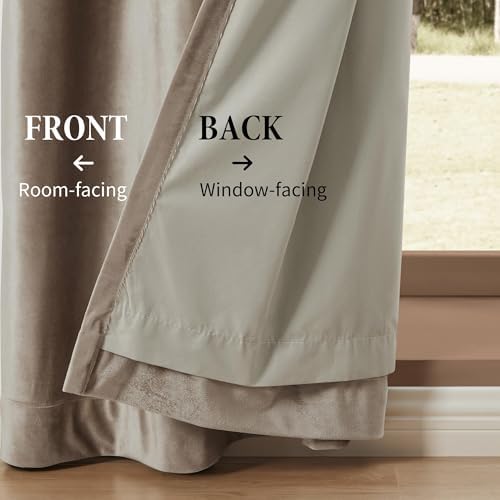 BULBUL 100% Blackout Velvet Curtains for Living Room 2 Panels, Tqupe