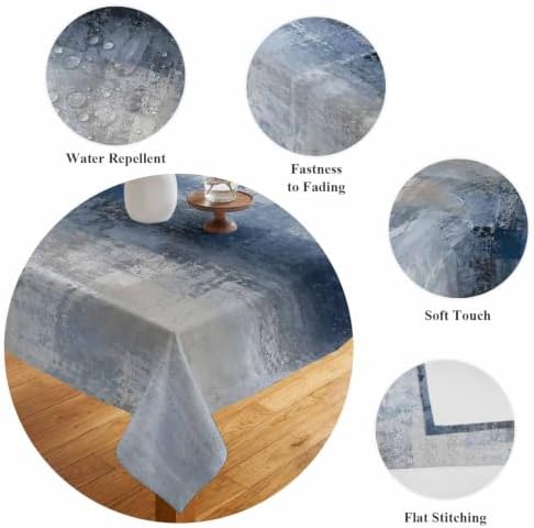 Square Tablecloth, Blue Gray Graffiti Texture Waterproof Table Cloth
