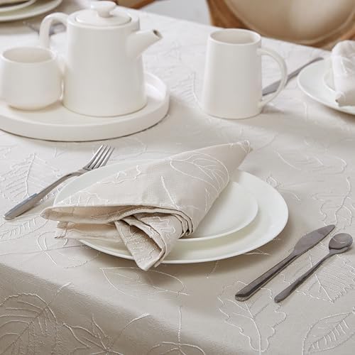 Laura Ashley Raised Embroidered Tablecloth, 60" x 84", Maple Taupe
