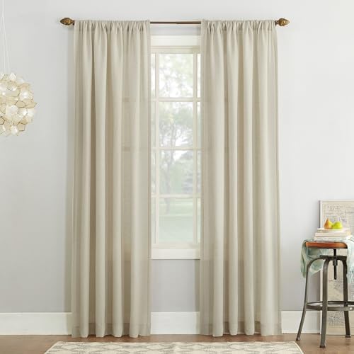 No. 918 Amalfi Linen Blend Semi-Sheer Rod Pocket Curtain Panel, Ivory