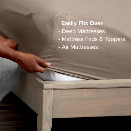 Bare Home Deep Pocket Fitted Sheet (Queen - 24" Pocket, Taupe)