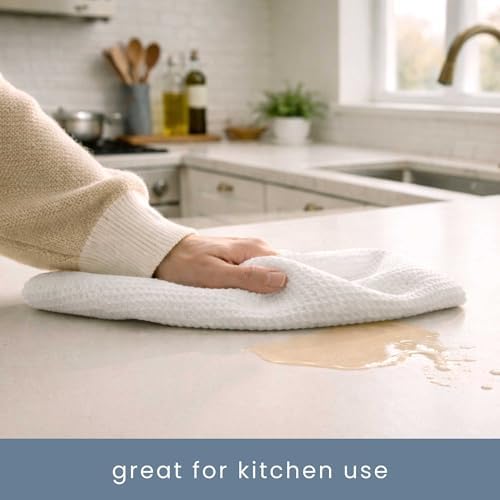 S&T INC. Aura Waffle Hand Towels, 4 Pack, 16" x 30", White