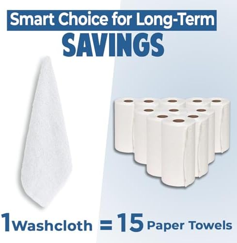 DAN RIVER 60 Pack Wash Cloths for Showering [12x12] - 100% Cotton