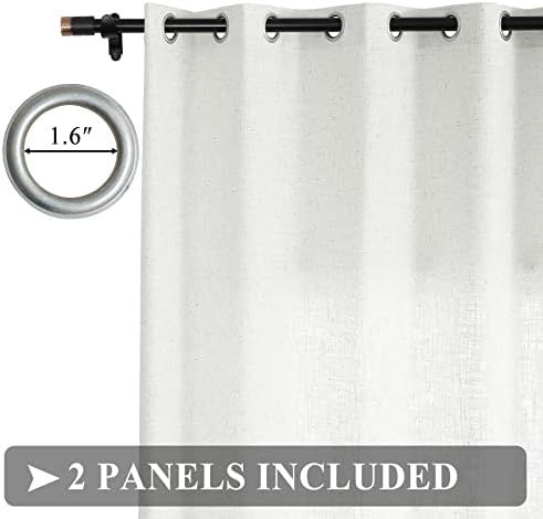 Fcosie Beige White Linen Drapes 120 Inches Long Privacy Room Divider