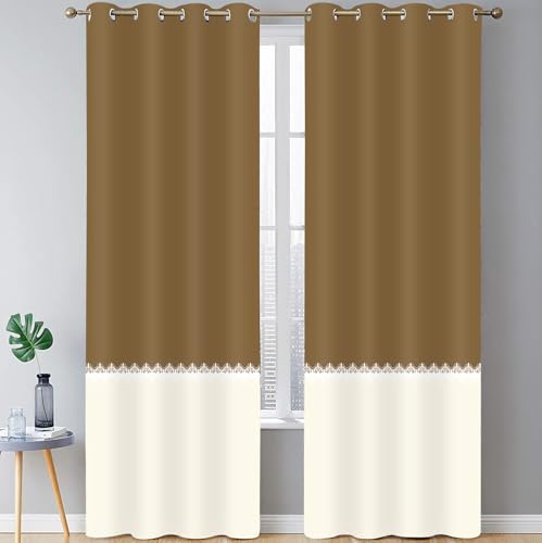 Brown Beige Window Curtains Panel 96 inches Long Farmhouse Drapes for