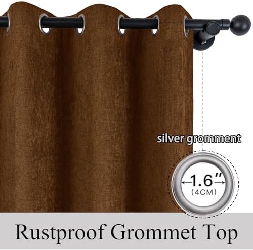 Fcosie 52" Wx96 L Chenille Black Out Drapes with Silver Grommet/Full