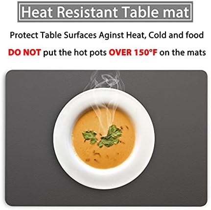 Wipeable Placemats Leather Table Mats Waterproof Heat-Resistant Easy