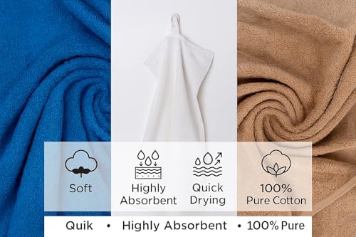 Mango Gifts 100% Cotton Hand Towels Set of 4, 16 x 28 Inch, Soft