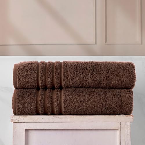 Hawmam Linen Bath Sheets Extra Large, Turkish Cotton, 2 Pack, Brown