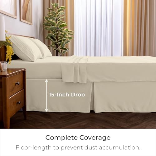 Mellanni Bed Skirt Cal King Size - Tailored Drop Bed Skirting