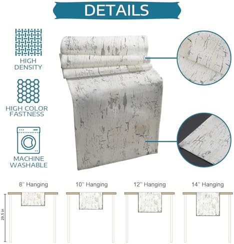 Grey Beige Vintage Table Runner and Placemats for Dining Table, Burlap