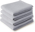 Encasa XO Cotton Waffle Kitchen Dish Towels Set of 4, Grey