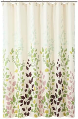 GASIYU Earthy Beige Botanical Floral Leaf Fabric Shower Curtain