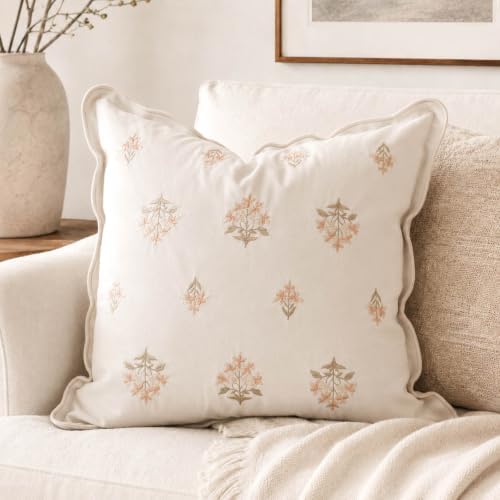 BlissBlush Throw Pillow Cover 20x20, Cream White Velvet Decorative