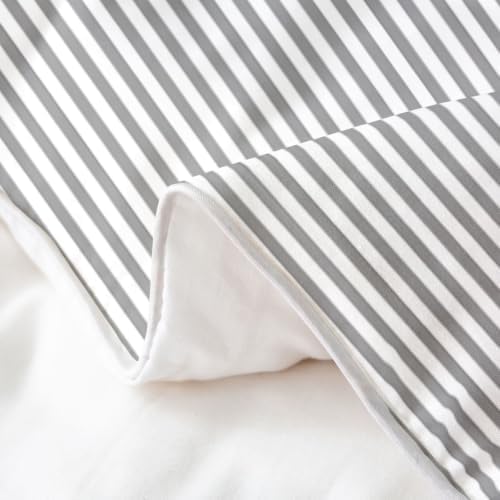 Feelyou Gray White Stripes Duvet Cover 100% Cotton King Size